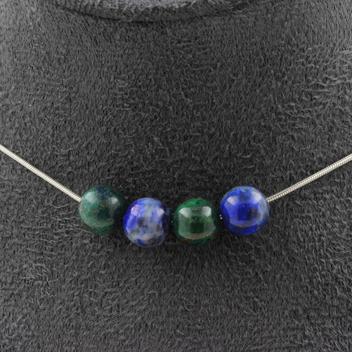 Azurite Chrysocolla 4 beads 8 mm necklace