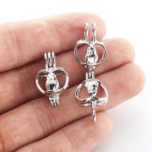 10PCS/Lot Pearls Cage Locket Necklaces Birdie