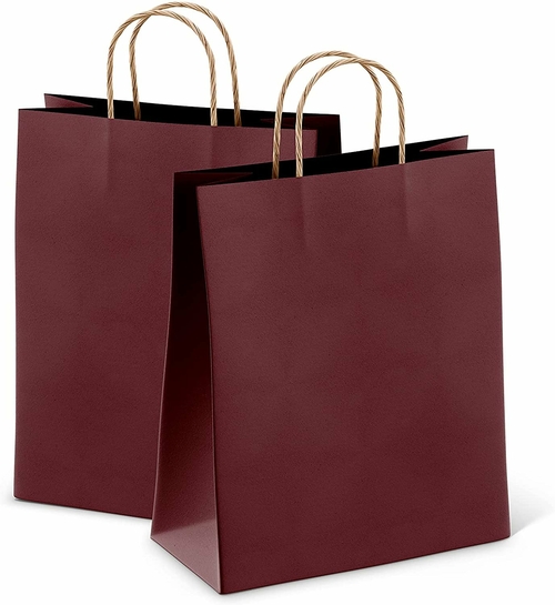 Wine Shopping Bags Bulk Pack of 50 Large Paper Bags 8 x 4.75 x 10.5