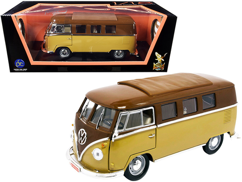 1962 Volkswagen Microbus Dark Brown and Light Brown 1/18 Diecast Model