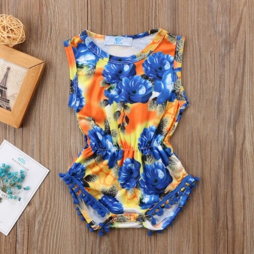 2018 Newborn Baby Girl Peony Flower Bodysuit