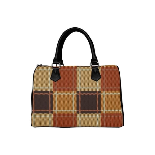 Handbags, Brown Checker Boston Style Top-handle Bag