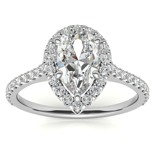 White Gold Pear Shape Moissanite Ring – 00560