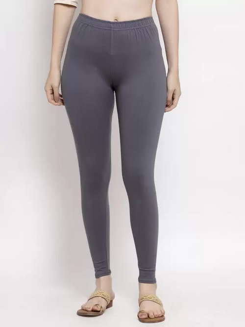 Women's  Ankle Length Western Wear Legging  (Grey, Solid) Size L