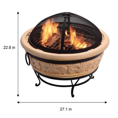 Teamson Home Large Garden Wood Burning Fire Pit