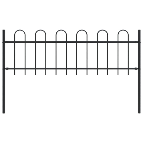 Garden Fence with Hoop Top Steel 11.2ft Black