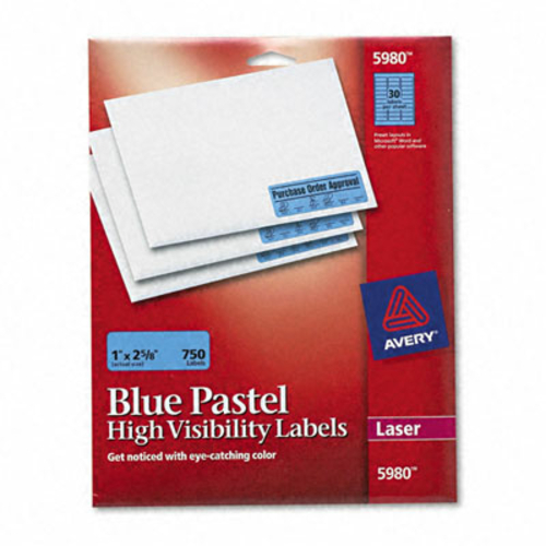 Avery 5980 Laser labels  1 x 2-5/8  Pastel Blue  750 Pack