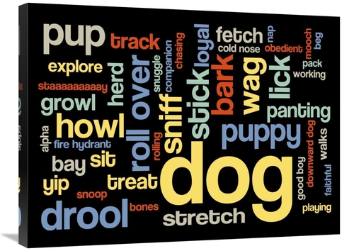 Global Gallery GCS-388307-2432-142 24 x 32 in. Dog Words 1 Art Print -