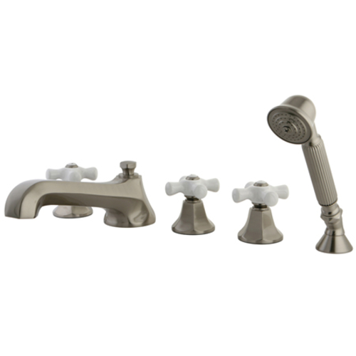 Kingston Brass KS43085PX Three Handle Roman Tub Filler with Hand Showe