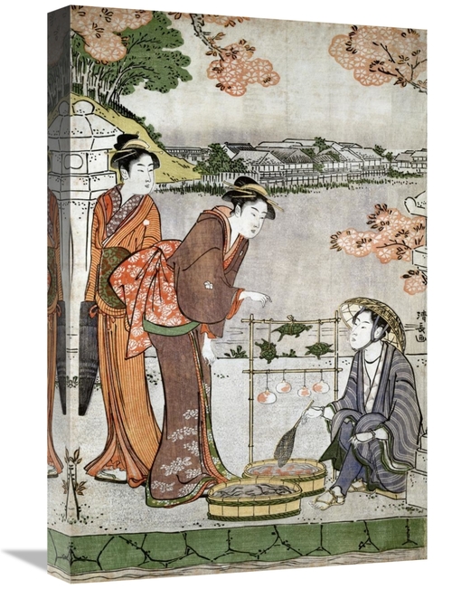 Global Gallery GCS-281250-22-142 22 in. Woodcut - Three Women Cooking 