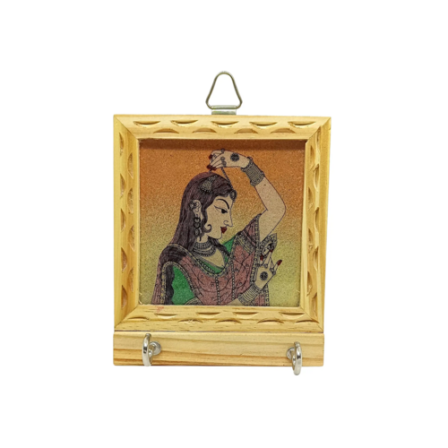 Premium Handcrafted Wooden Key Holder Rajasthani Gemstone Painting, 2