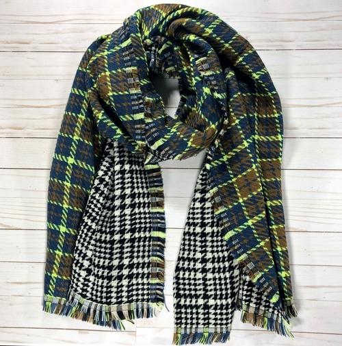 Green Tartan Pattern Blanket Scarf