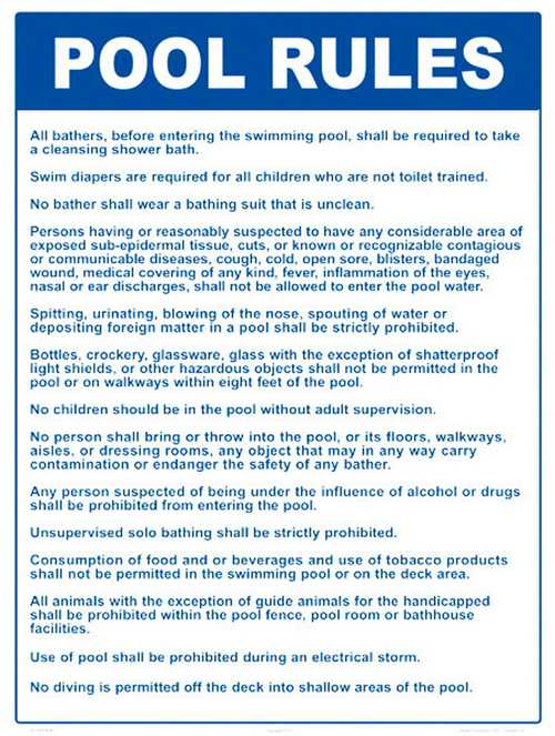 Aquatech Pools 2011WS1824E Pool Rules - MA