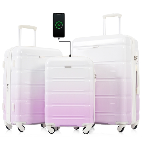 Luggage Set of 3, 20-inch with USB Port, Airline Certified Carry-on