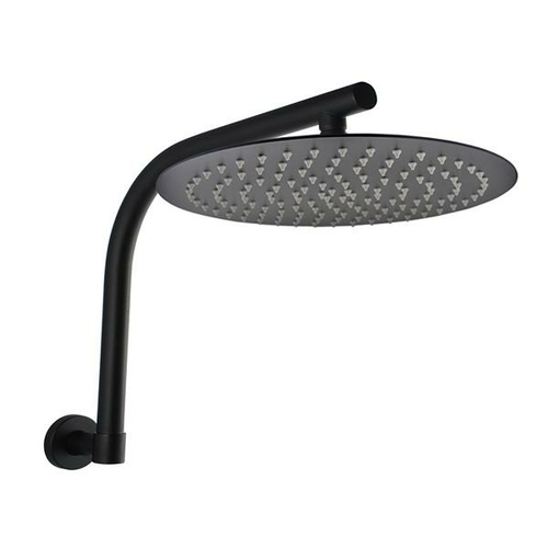 12 Inch Round Black Rainfall Shower Head Wall Swivel Shower Arm Set