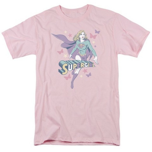 Trevco Dc-Supergirl Pastels - Short Sleeve Adult 18-1 Tee - Pink- 2X