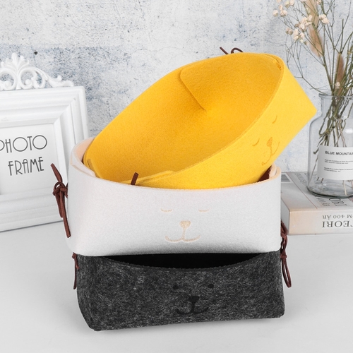 1PC Cute DIY Nordic Felt Storage Basket Foldable