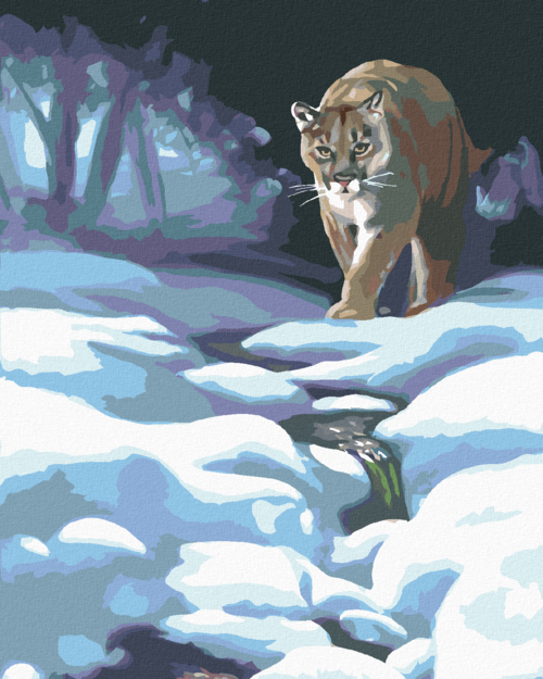 Zuty - Paint by Numbers - COUGAR IN THE SNOW (D. RUSTY RUST), 40x50 cm