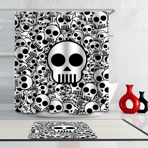 Black And White Simple Skulls Shower Curtain