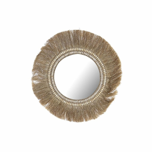 Wall mirror DKD Home Decor Crystal Natural Jute (60 x 2 x 60 cm)