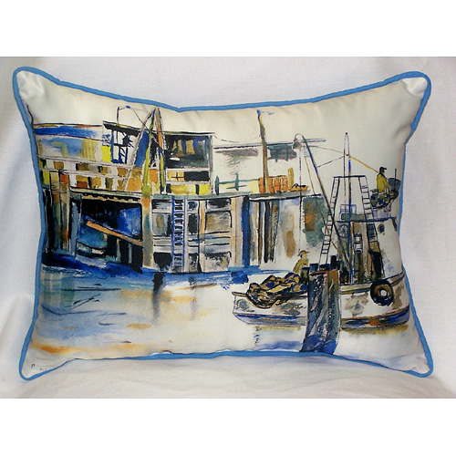 Betsy Drake HJ929 Fishing Boat Art Only Pillow 15"x22"