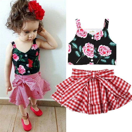 1-6Y Fashion Kids Baby Girl Clothes Sets Summer