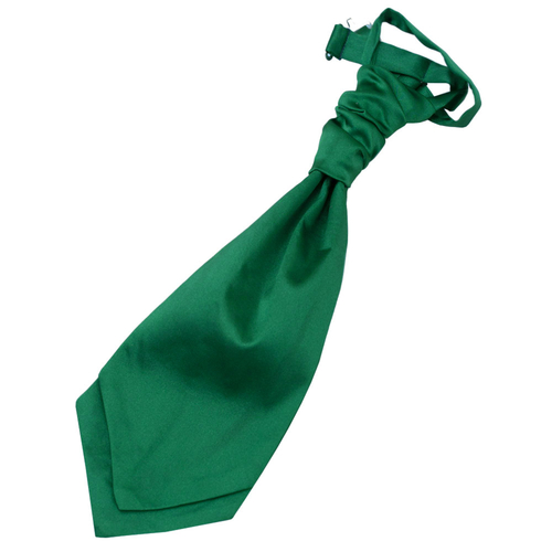Plain Satin Pre-Tied Ruche Cravat - Boys - Emerald Green
