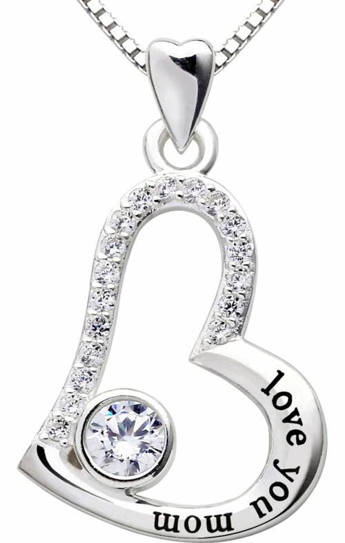 Austrian Crystal  "I Love you MOM" Heart Necklace 