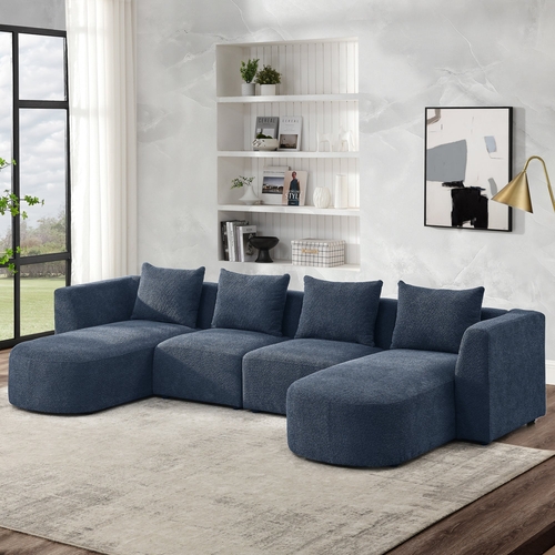 U Shape Sectional Sofa including Two Single Seats and Two Chaises,