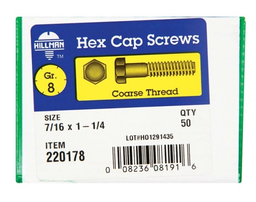 Hillman 220178 0.437 x 1.25 in. NC-Y Grade 8 Hex Head Cap Bolt