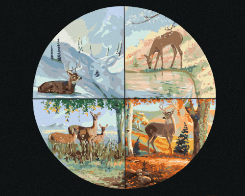 Zuty - Paint by Numbers - DEER AND THE FOUR SEASONS (D. RUSTY RUST),