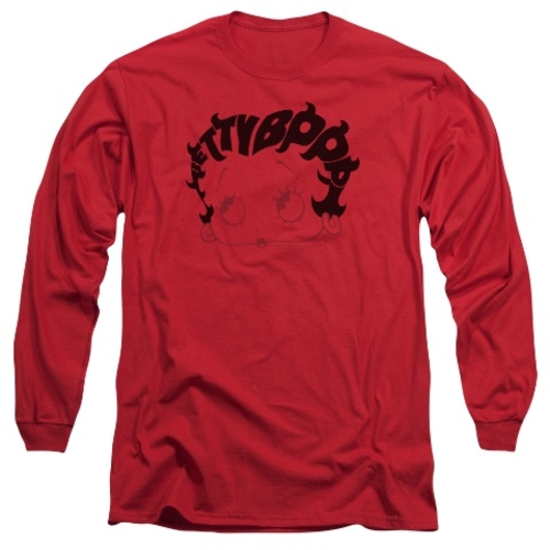 Trevco Boop-Word Hair - Long Sleeve Adult 18-1 Tee - Red, Extra La