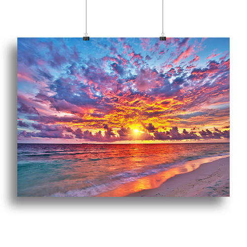 Colorful sunset over ocean on Maldives Canvas Print or Poster
