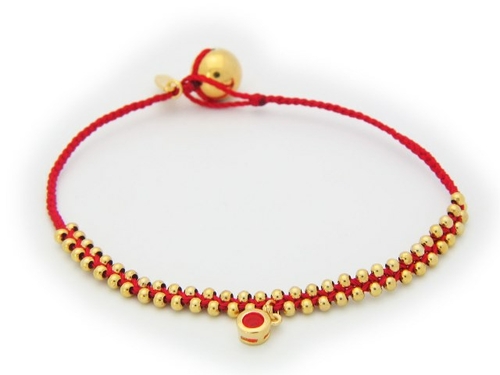 Silver Gold Plated Beads Red Cord July Bracelet Ruby CZ Birthstone Han