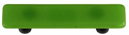 Light Green Rectangle Glass Cabinet Pull - Black Post