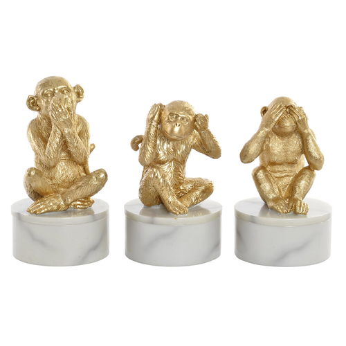Decorative Figure DKD Home Decor White Golden Tropical Monkeys 10,5 x