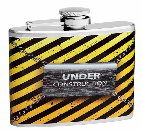 4oz Under Construction Liquor Flask