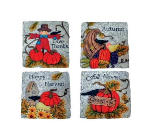 Alpine Corp AJY362ABB Halloween Harvest Stepping Stones - pack of 4