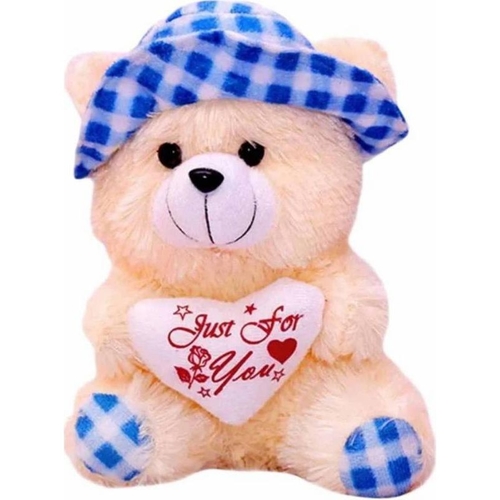 30Cm Cap Teddy With Small Heart - Blue