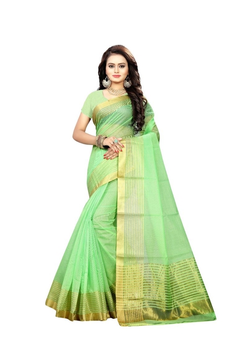Green Color Manipuri Cotton  Saree