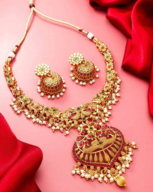 Artificial Brass Pearl Gold Plated Premium Jewellery Set For Women