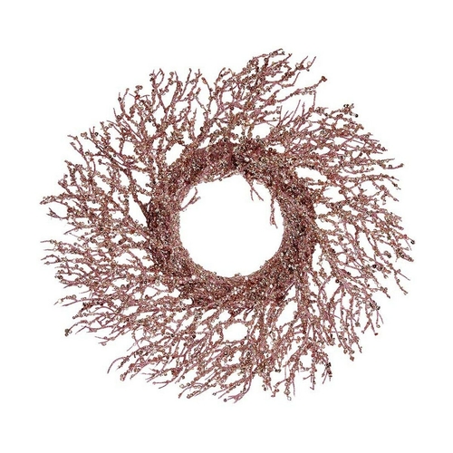 Advent wreathe Branch Pink Golden Plastic 50 x 10 x 50 cm