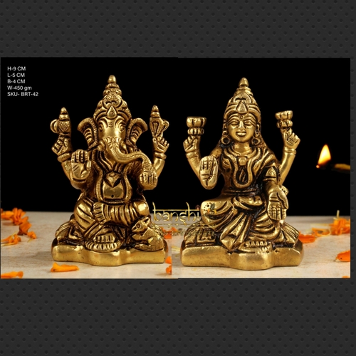 3" BRASS GANESHA LAKSHMI (Super Fine Quality)