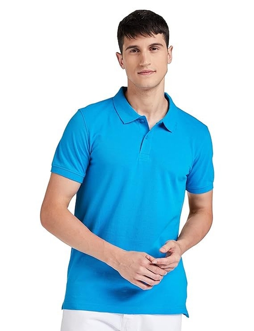 Mens Cotton Solid Regular Fit Half Sleeves Polo T-Shirt