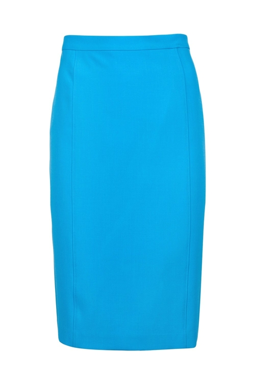 Evan Picone Mid Waist Zipper Side Piping Detail Slit Back Solid Crepe