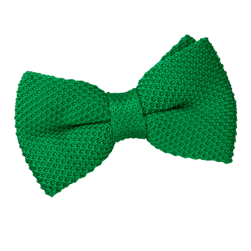 Plain Knitted Pre-Tied Bow Tie - Forest Green
