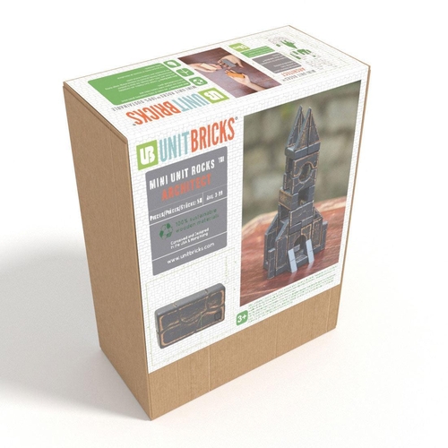 UNIT BRICKS 58 pcs Mini Unit Rocks Wooden Building Set for age 3+