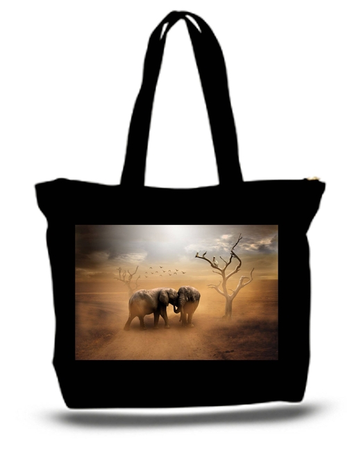 Elephant In The Love Of Dust Large Tote New Zipper Bag