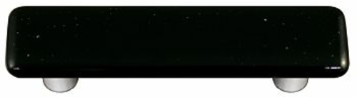 Hot Knobs HK1043-PA Black Rectangle Glass Cabinet Pull - Aluminum Post