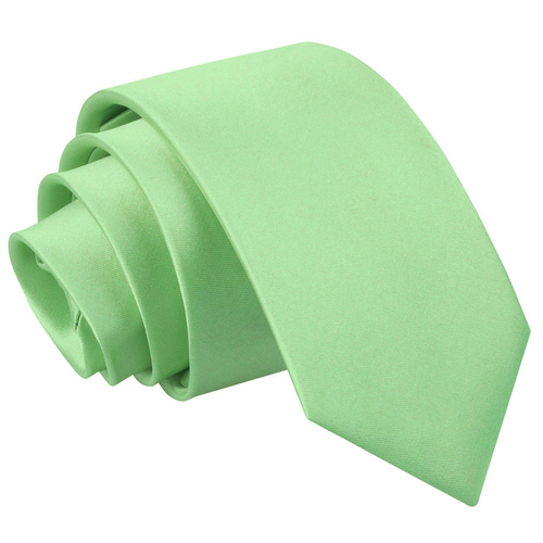 Plain Satin Slim Tie - Lime Green